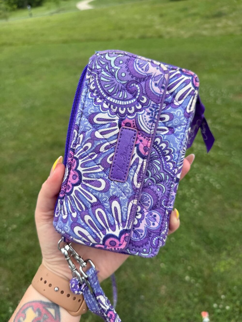 Vera Bradley Purple Paisley Crossbody Wallet Boho Coquette Cottagecore 3644